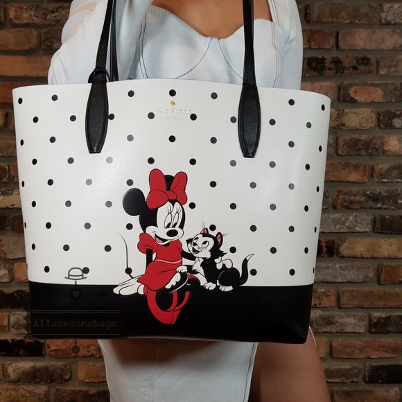 KATE SPADE DISNEY MINNIE MOUSE POLKA DOT LARGE TOTE  CONTINENTAL WALLET SET - Picture 7 of 15